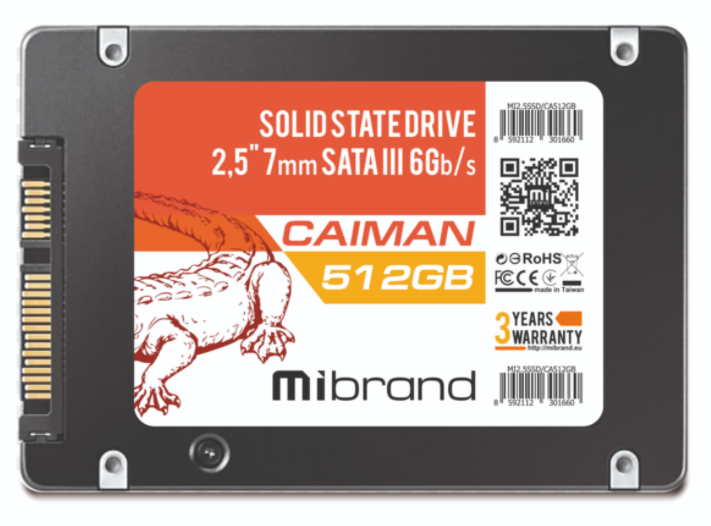 Накопичувач SSD Mibrand Sata 2.5" 512Gb Caiman 480 500 (MI2.5SSD/CA512GB) - Фото 1 Накопичувач SSD Mibrand Sata 2.5" 512Gb Caiman 480 500 (MI2.5SSD/CA512GB) - зображення 1