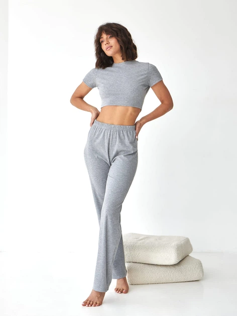 Пижама (топ + штаны) женская BARWA garments 0326/280 M Серый меланж (2113262802102) - изображение 2
