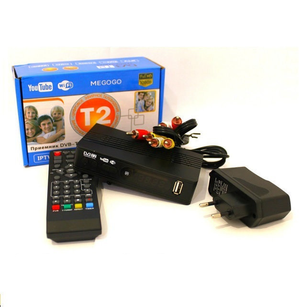 Цифровий ТБ тюнер DVB T2 ресивер FTA з IPTV Wi-Fi, Youtube, USB Мегого ...