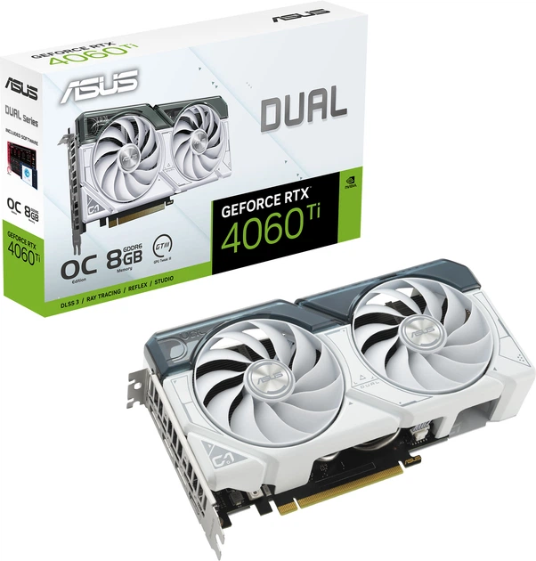 Видеокарта ASUS PCI-Ex GeForce RTX 4060 Ti Dual White OC Edition