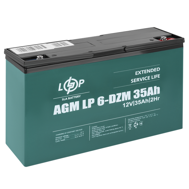 Тяговый свинцово-кислотный аккумулятор LP 6-DZM-35 Ah - Фото 2 Тяговый свинцово-кислотный аккумулятор LP 6-DZM-35 Ah - изображение 2