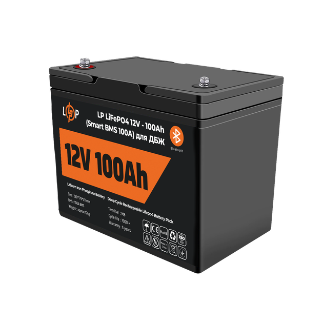 Аккумулятор LogicPower LP LiFePO4 для ИБП 12V (12,8V) - 100 Ah (1280Wh) (Smart BMS 100А) с BT пластик - изображение 2