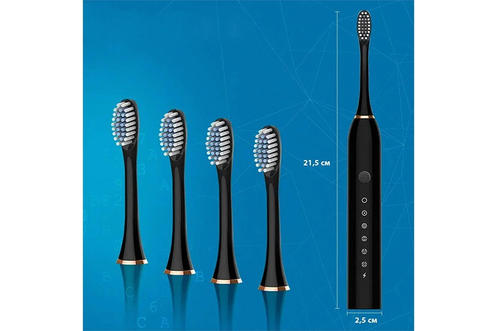 Электрическая зубная щетка Sonic Toothbrush X-3 Black + 4 насадки ...