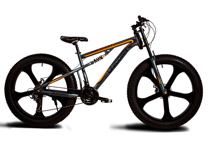 Горный велосипед на литых дисках Unicorn Godzilla Fat-Bike 26″ Рама 17 Серо-оранжевый - изображение 2