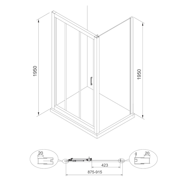 Душевые двери Eger Lexo 599-809/1 - Фото 2 Душевые двери Eger Lexo 599-809/1 - изображение 2