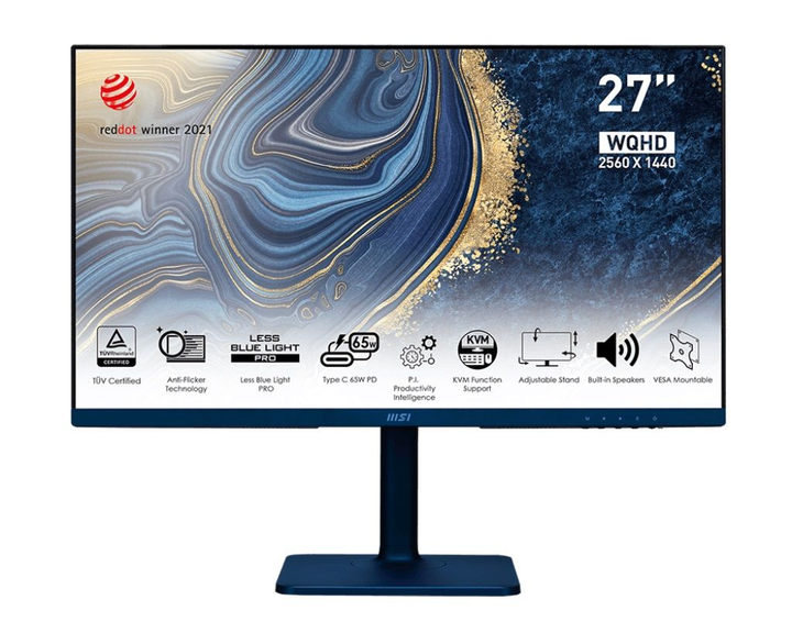 Монітор LCD 27" MSI Modern MD272QP HDMI, DP, USB-C, 2xUSB, MM, IPS, 2560x1440, 75Hz, 4ms, 95%sRGB, Pivot, Ultramarine - изображение 2