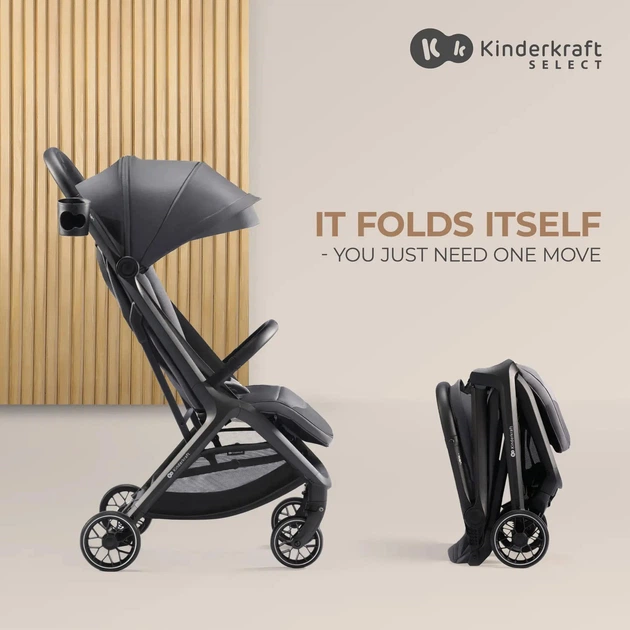 Wózek spacerowy Kinderkraft Nubi 2 Cloudy Grey (5902533922062) - obraz 6