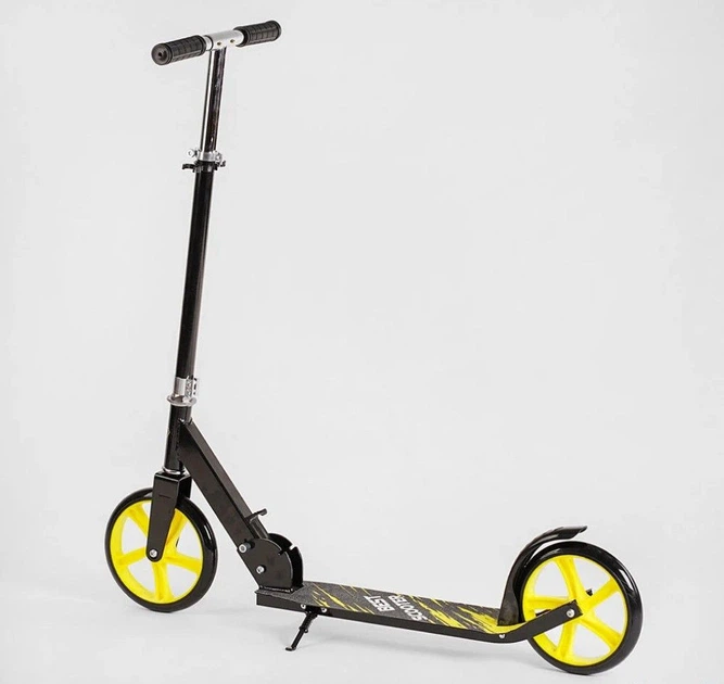 Самокат двоколісний Best Scooter R-23125 чорно-жовтий, сталева рама, діаметр коліс 200мм - зображення 2