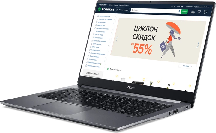 Ноутбук Acer Swift 3 SF314-57-77VR (NX.HJGEU.007) Steel Gray - Фото 3 Ноутбук Acer Swift 3 SF314-57-77VR (NX.HJGEU.007) Steel Gray - изображение 3