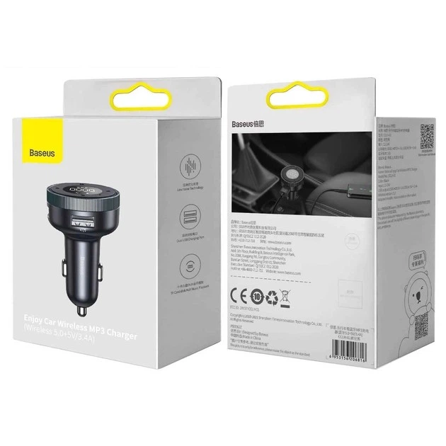 FM-трансмиттер (модулятор) Baseus Enjoy Car Wireless MP3 Charger 5V/3.4A Black (CCLH-01) - изображение 11
