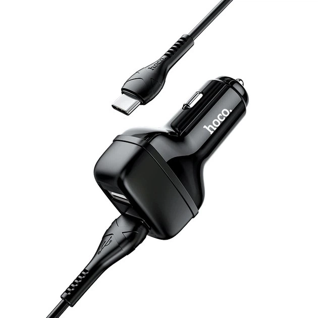 Автомобильное зарядное устройство Hoco Z36 2xUSB|2.4A + Кабель USB Type-C в комплекте (Black) - изображение 7