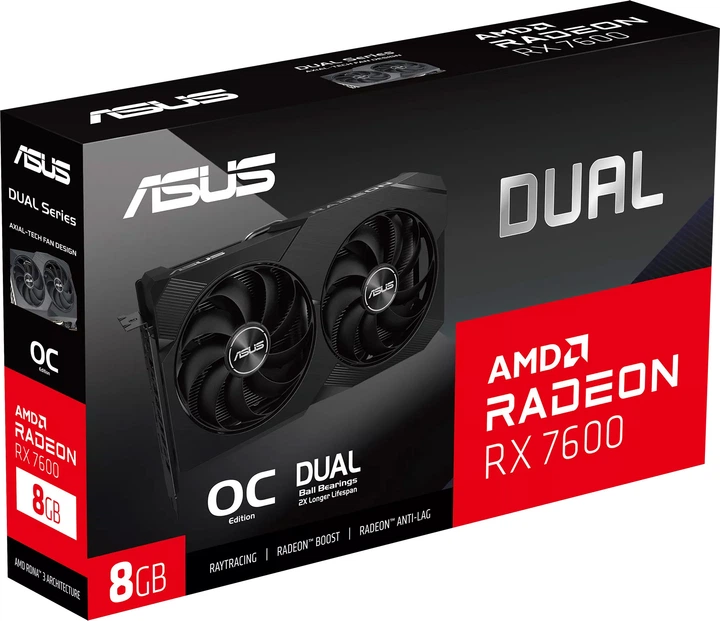 Видеокарта Asus PCI-Ex Radeon RX 7600 Dual V2 OC Edition 8GB GDDR6