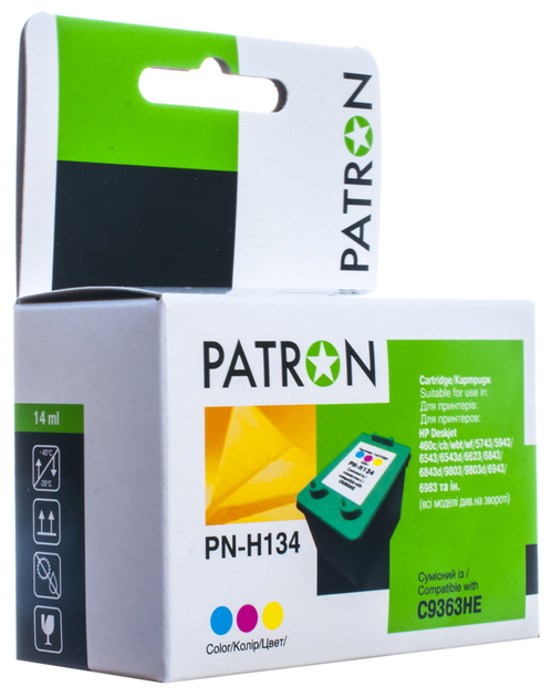 Картридж Patron совместимый с HP 134 (C9363HE) 14 мл, 3 color C/M/Y (PN ...