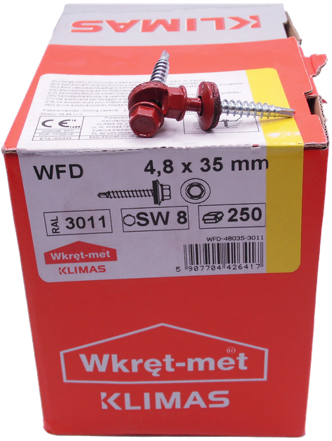 Саморез 4,8х35 для кровли WFD RAL3011 "Wkret-Met" 50 шт (010186) - изображение 4