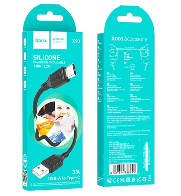 Кабель Hoco X90 Cool silicone charging data cable for Type-C Black - зображення 2