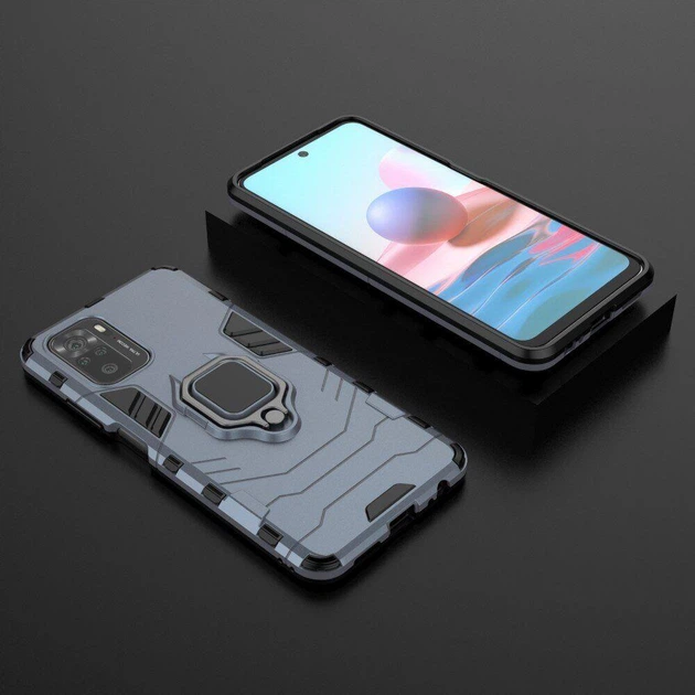 Чехол Iron Ring для Xiaomi Poco M5s противоударный бампер с подставкой Dark-Blue - изображение 3