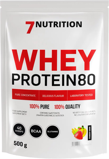 Białko 7Nutrition Whey Protein 80 500 g Strawberry-Banana (5907222544723) - obraz 1