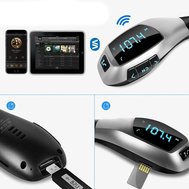 FM Модулятор Bluetooth X5 P BT в машину трансмітер з дисплеєм - зображення 3