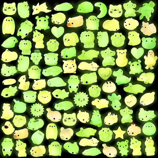 Набор игрушек-сюрпризов 10 шт Сквиши Моти - Mochi Squishy - светятся в темноте - изображение 2