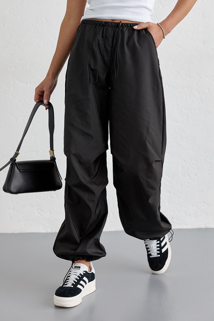 Широкие штаны-карго из плащевки черный цвет 40р от продавца: YC-Shop ...