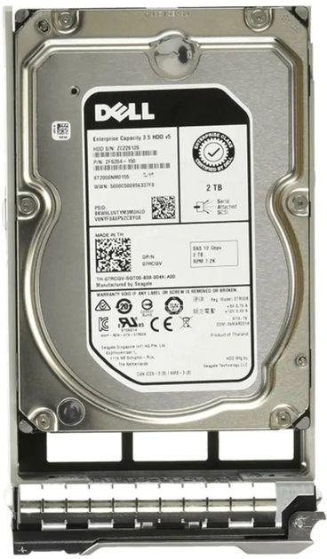 Жорсткий диск Dell 2TB 7200rpm 400-ATKJ 3.5" SATA III 512n Hot-plug 14G for servers only! - зображення 1