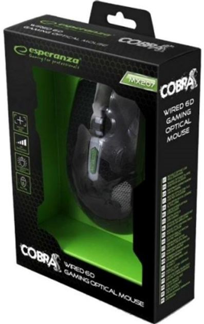 Mysz Esperanza MX207 Cobra USB Black/Green (EGM207G) - obraz 5
