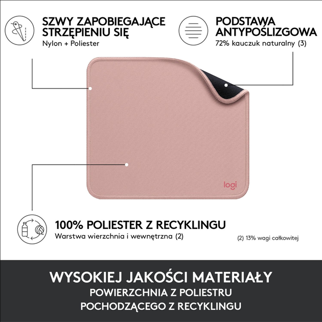 Podkładka pod mysz Podkładka pod Mysz komputerowa Logitech Studio Series Darker Rose (956-000050) - obraz 4