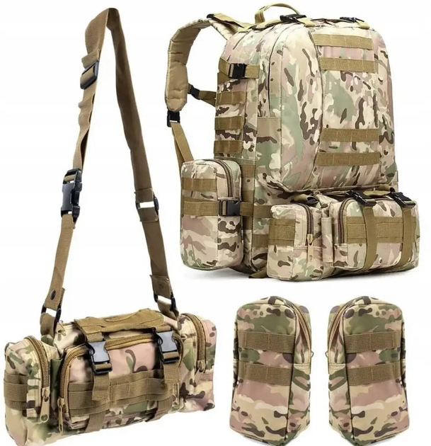 Тактичний рюкзак Raptor з підсумками військовий мультикам 50 л - зображення 2