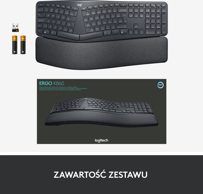 Клавіатура бездротова Logitech ERGO K860 Bluetooth/Wireless Black (920-010108) - зображення 9