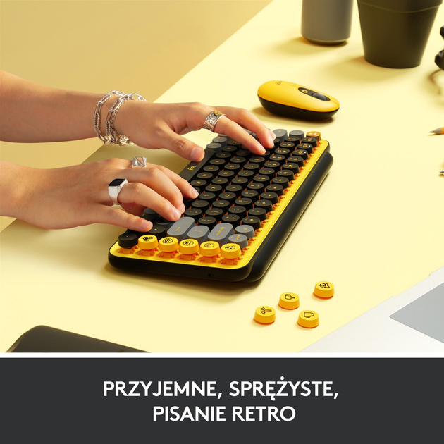 Klawiatura bezprzewodowa Logitech POP Keys Wireless Mechanical Keyboard Blast Yellow (920-010735) - obraz 4