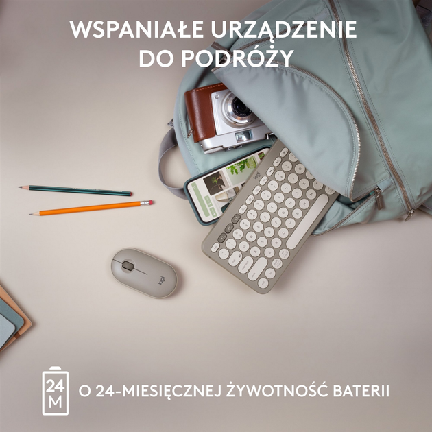 Klawiatura bezprzewodowa Logitech K380 Multi-Device Bluetooth Sand (920-011165) - obraz 5