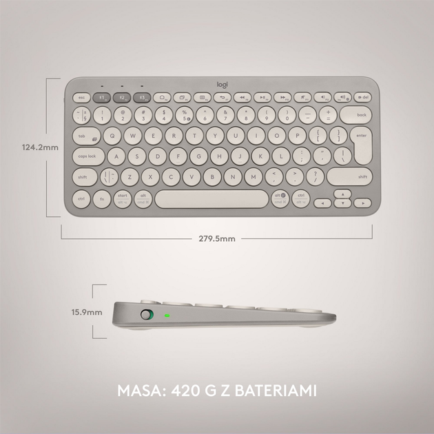 Klawiatura bezprzewodowa Logitech K380 Multi-Device Bluetooth Sand (920-011165) - obraz 7