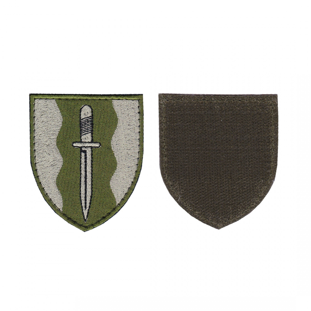 Шеврон патч нашивка на липучке с мечом оливковый, 7см*8см, Светлана-К - изображение 1