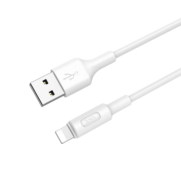 Кабель HOCO X25 USB to iP 2A, 1m, PVC, PVC connectors, White - изображение 3