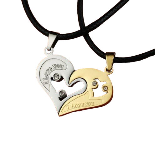 Парні кулони Fashion Jewelry половинки сердечка для закоханих 2 шт - Фото 1 Парні кулони Fashion Jewelry половинки сердечка для закоханих 2 шт - зображення 1