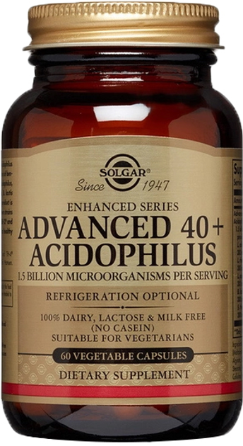 Suplement diety Solgar Advanced 40+ Acidophilus 60 kapsułek (0033984000278) - obraz 1
