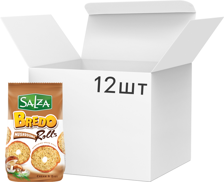 Упаковка Хрустящие хлебные сухарики Salza Bredo rolls с грибами и ...