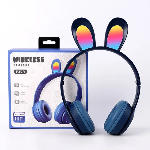 Бездротові навушники "Заячі вушка" Wireless P47R з підсвіткою RGB ...