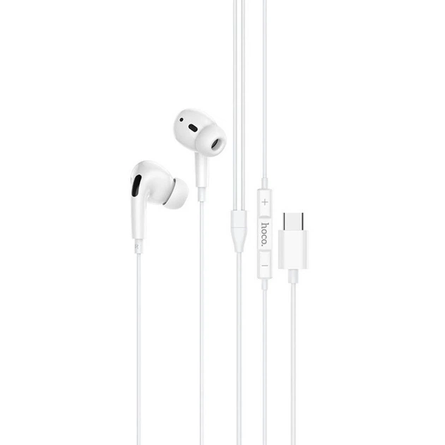 Навушники Вакуумні Hoco M101 Pro Crystal sound Type-C wire-controlled digital earphones з мікрофоном White - Фото 1 Навушники Вакуумні Hoco M101 Pro Crystal sound Type-C wire-controlled digital earphones з мікрофоном White - зображення 1