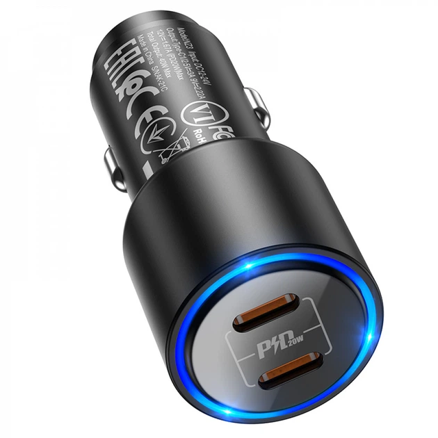 Автомобільне зарядне Hoco NZ3 Clear way 40W dual port PD Чорний - зображення 3