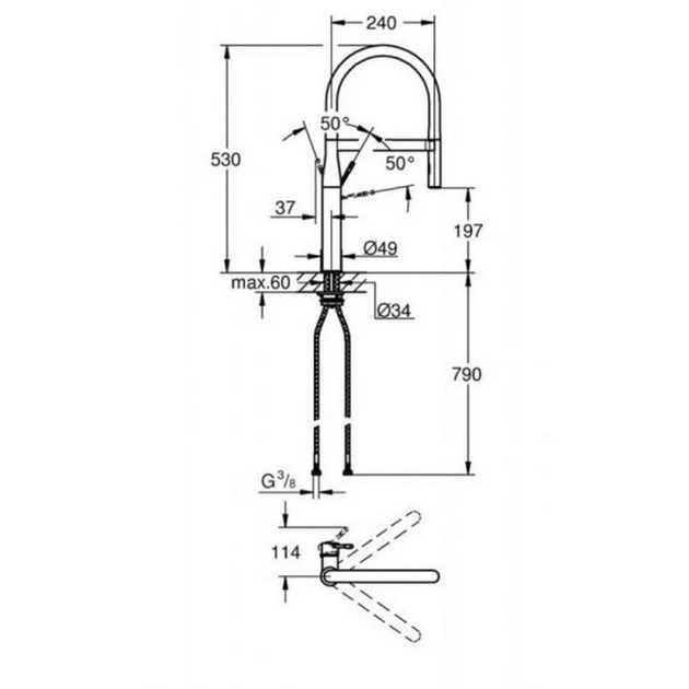 Змішувач для кухні з рефлекторним виливом Grohe Essence 30294000 - зображення 2