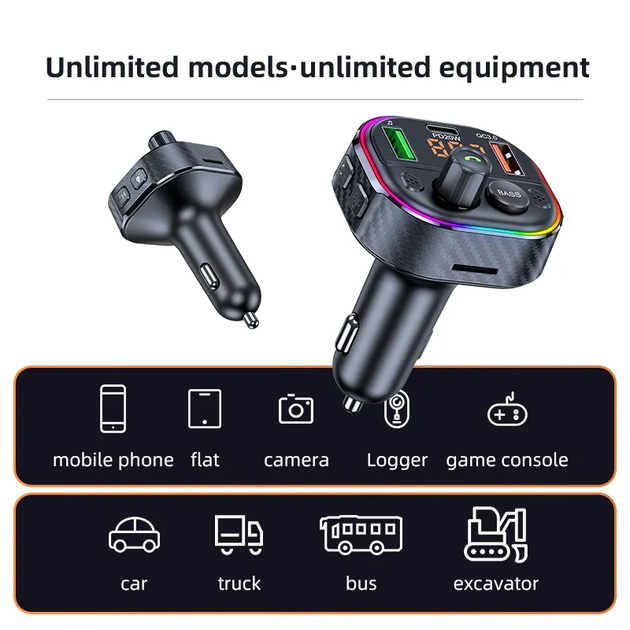 Автомобильный FM ФМ модулятор Terra T86M, Bluetooth 5.1, трансмиттер, вольтметр, USB зарядка QC 3.0 PD 20W - Фото 5 Автомобильный FM ФМ модулятор Terra T86M, Bluetooth 5.1, трансмиттер, вольтметр, USB зарядка QC 3.0 PD 20W - изображение 5
