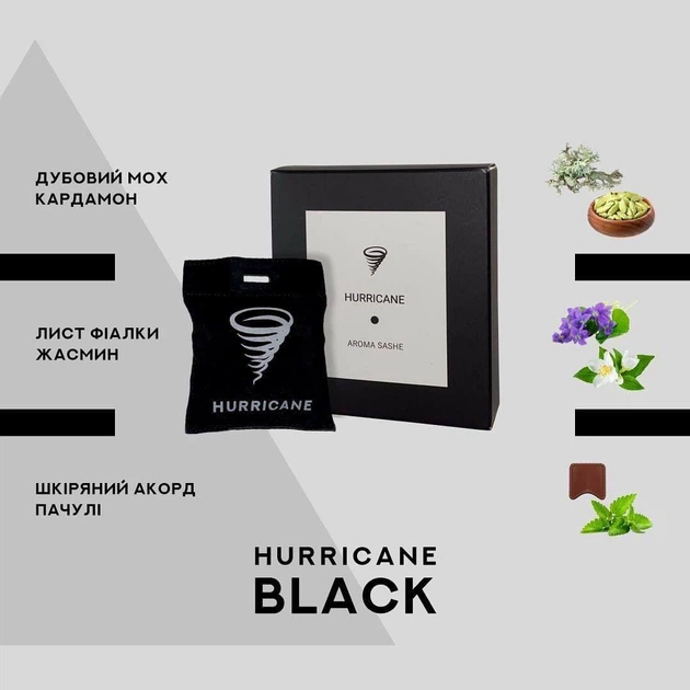 Автомобільний ароматизатор Hurricane Black Standart мішочок (Саше) (9335) - изображение 2