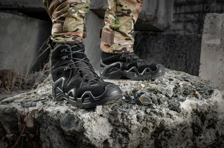 Водонепроницаемые ботинки (берцы) 39 размер (25,5 см) тактические (военные) треккинговые демисезонные Alligator Black (Черные) M-tac для ВСУ - изображение 2