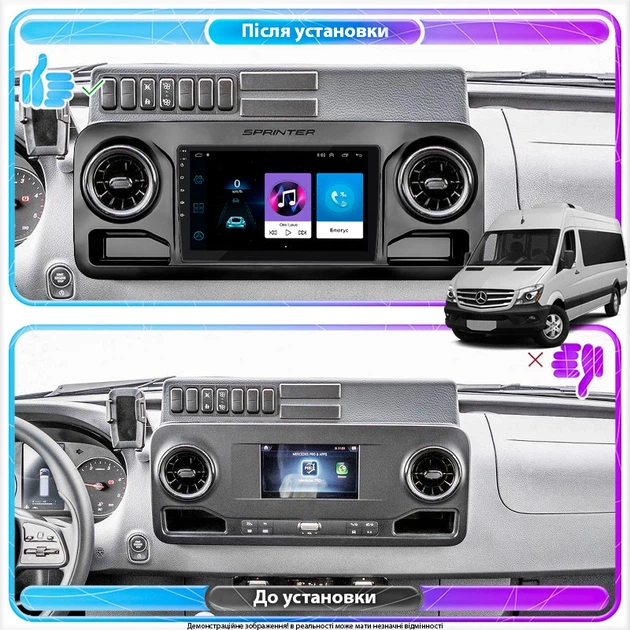 Штатна магнітола Lesko для Mercedes-Benz Sprinter III (W907/910) 2018-н.в. екран 10" 1/16Gb Wi-Fi GPS Base - Фото 3 Штатна магнітола Lesko для Mercedes-Benz Sprinter III (W907/910) 2018-н.в. екран 10" 1/16Gb Wi-Fi GPS Base - зображення 3