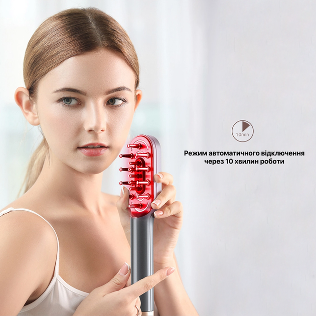 Лазерная массажная расческа от выпадения волос Power Grow Brush K-SKIN Серый (0196) - изображение 6