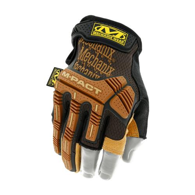 Рукавички Mechanix M-Pact Leather Fingerless Framer Gloves Mechanix Wear Brown 2XL (Коричневий) Тактичні - зображення 1