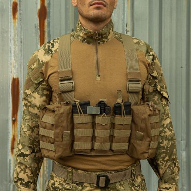 Разгрузочная система-лифчик MOLLE LPCH (Low Profile Chest Harness) P1G-Tac Coyote Brown (Койот Коричневый) - изображение 1