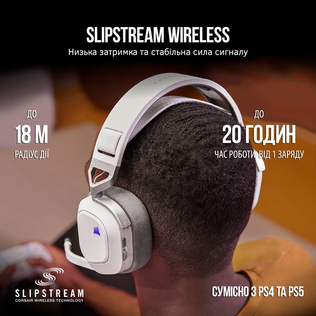 Наушники Corsair HS80 RGB Wireless Premium Gaming Headset White