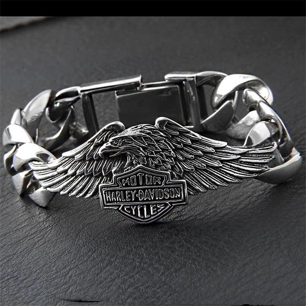 Мужской серебряный браслет Harley - Davidson 20см - изображение 2